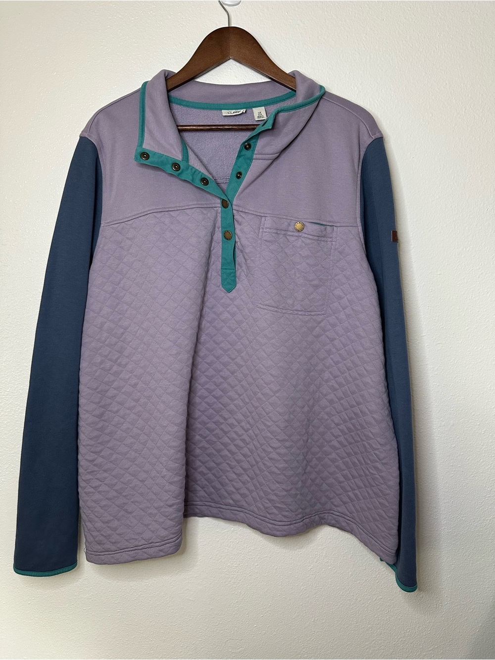 L.L. Bean Lavender Pullover with Teal Trim